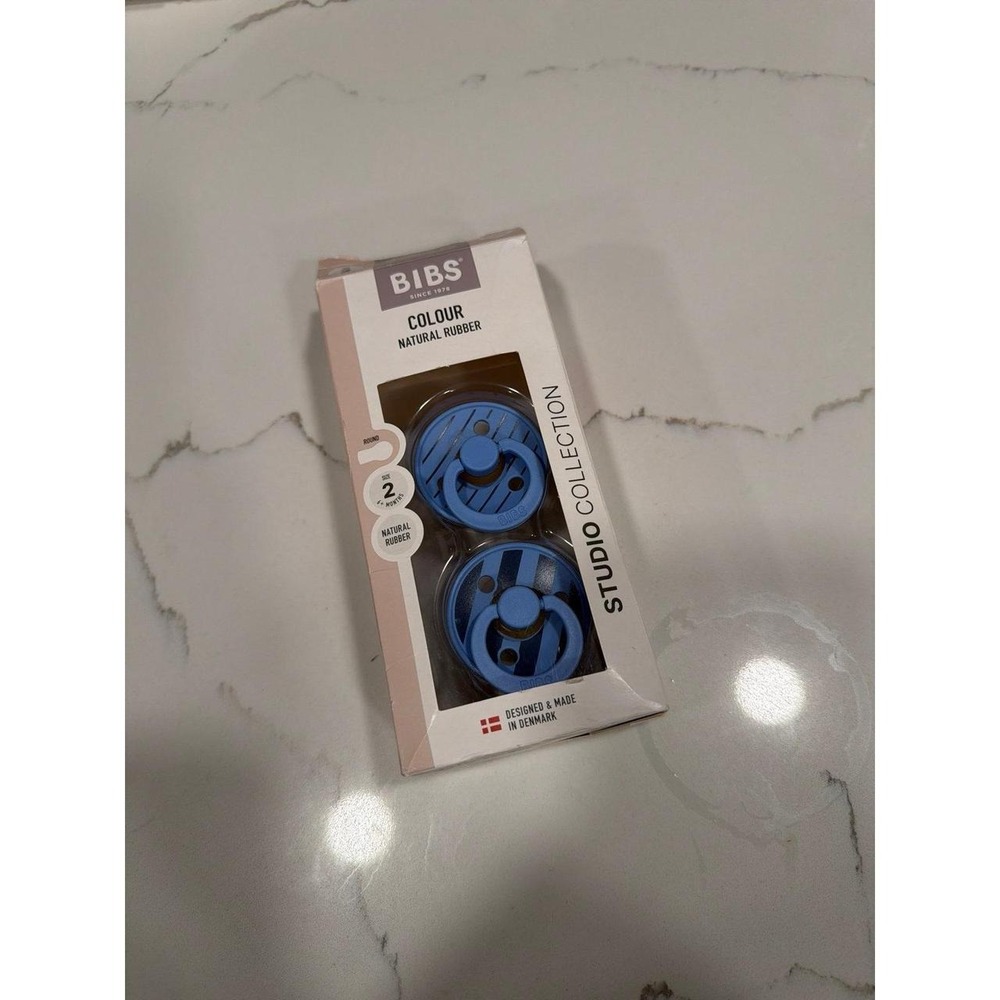 BIBS Studio Collection Natural Rubber Pacifiers Size 2 Blue